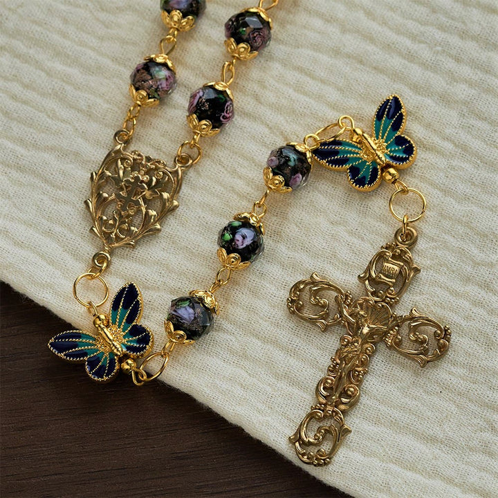 SolaceBeads Black Lampwork Floral Beads Rosary--The Radiant Grace Rosary: Hand-Blown Solace - image 5