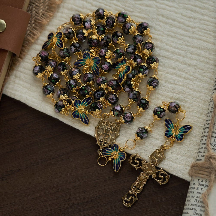 SolaceBeads Black Lampwork Floral Beads Rosary--The Radiant Grace Rosary: Hand-Blown Solace - image 10
