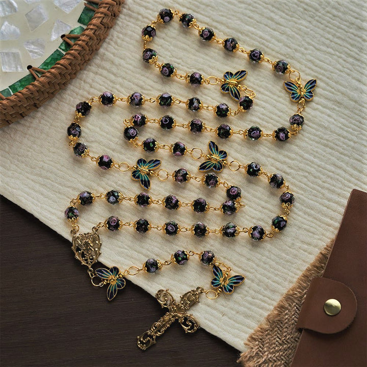 SolaceBeads Black Lampwork Floral Beads Rosary--The Radiant Grace Rosary: Hand-Blown Solace - image 7