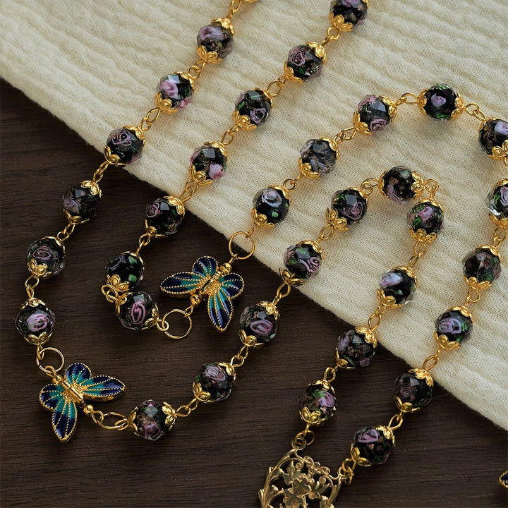 SolaceBeads Black Lampwork Floral Beads Rosary--The Radiant Grace Rosary: Hand-Blown Solace - image 8