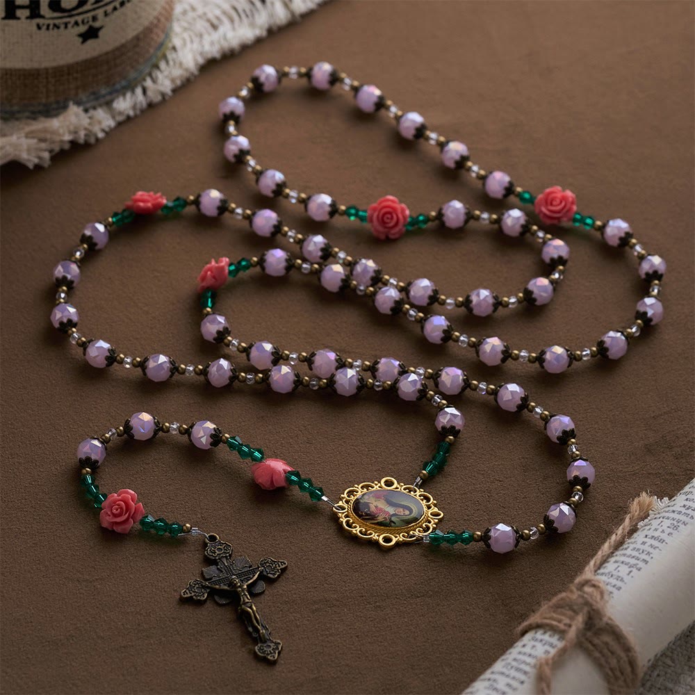 SolaceBeads The Shower of Roses St. Thérèse Rosary: Light Pink Beads Faith in Full Bloom - image 1