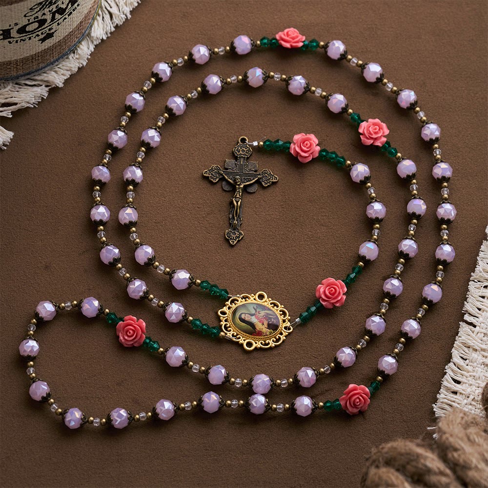 SolaceBeads The Shower of Roses St. Thérèse Rosary: Light Pink Beads Faith in Full Bloom - image 5
