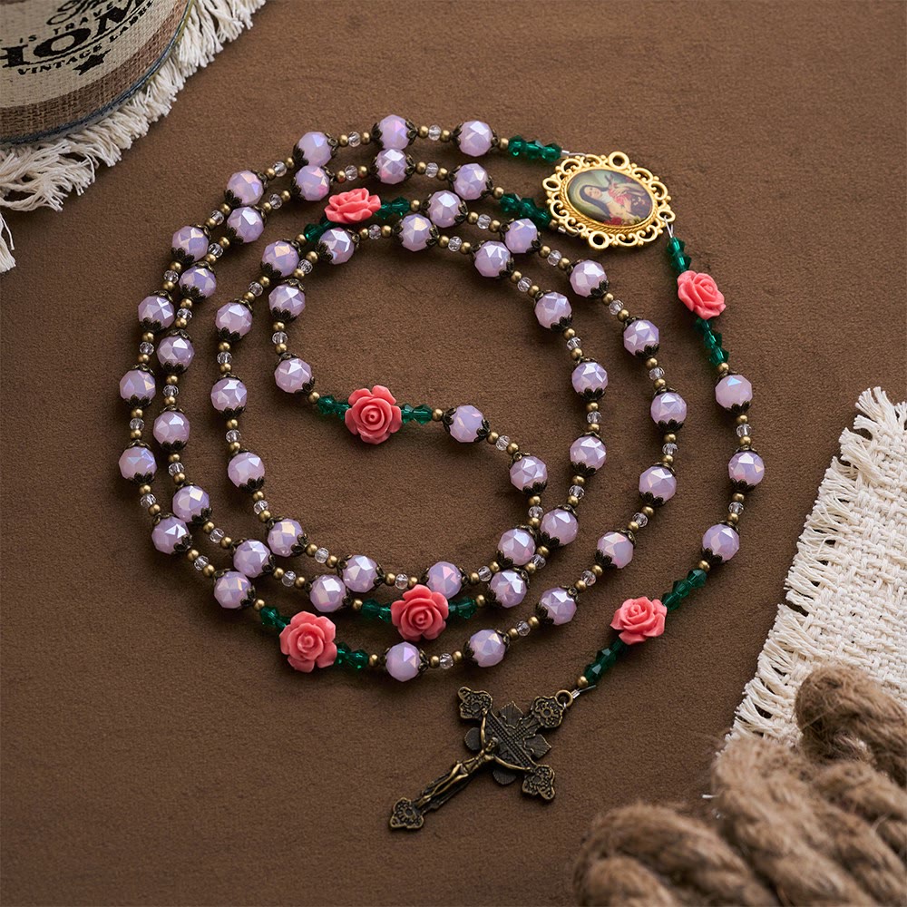 SolaceBeads The Shower of Roses St. Thérèse Rosary: Light Pink Beads Faith in Full Bloom - Light Pink - image 0