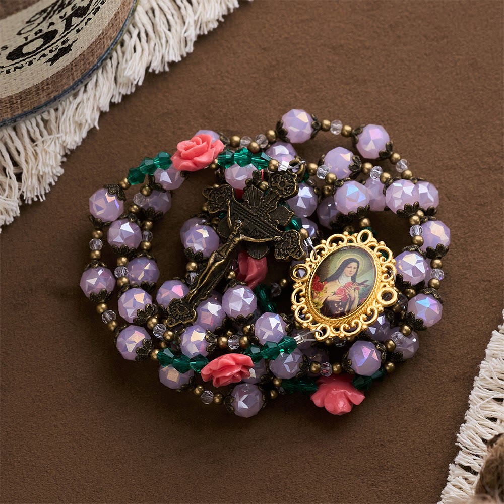 SolaceBeads The Shower of Roses St. Thérèse Rosary: Light Pink Beads Faith in Full Bloom - image 2