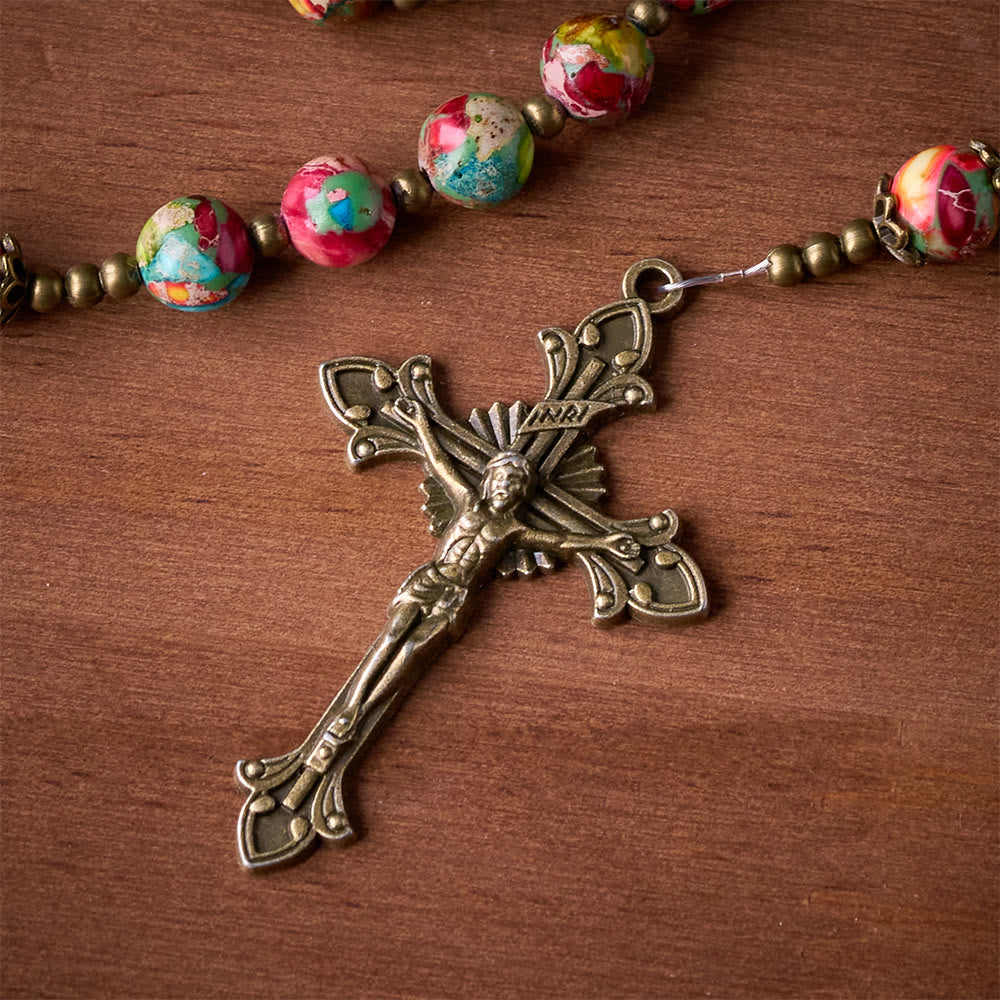 SolaceBeads Multicolored Imperial Jasper Rosary: A Tapestry of Earth and Spirit - image 5