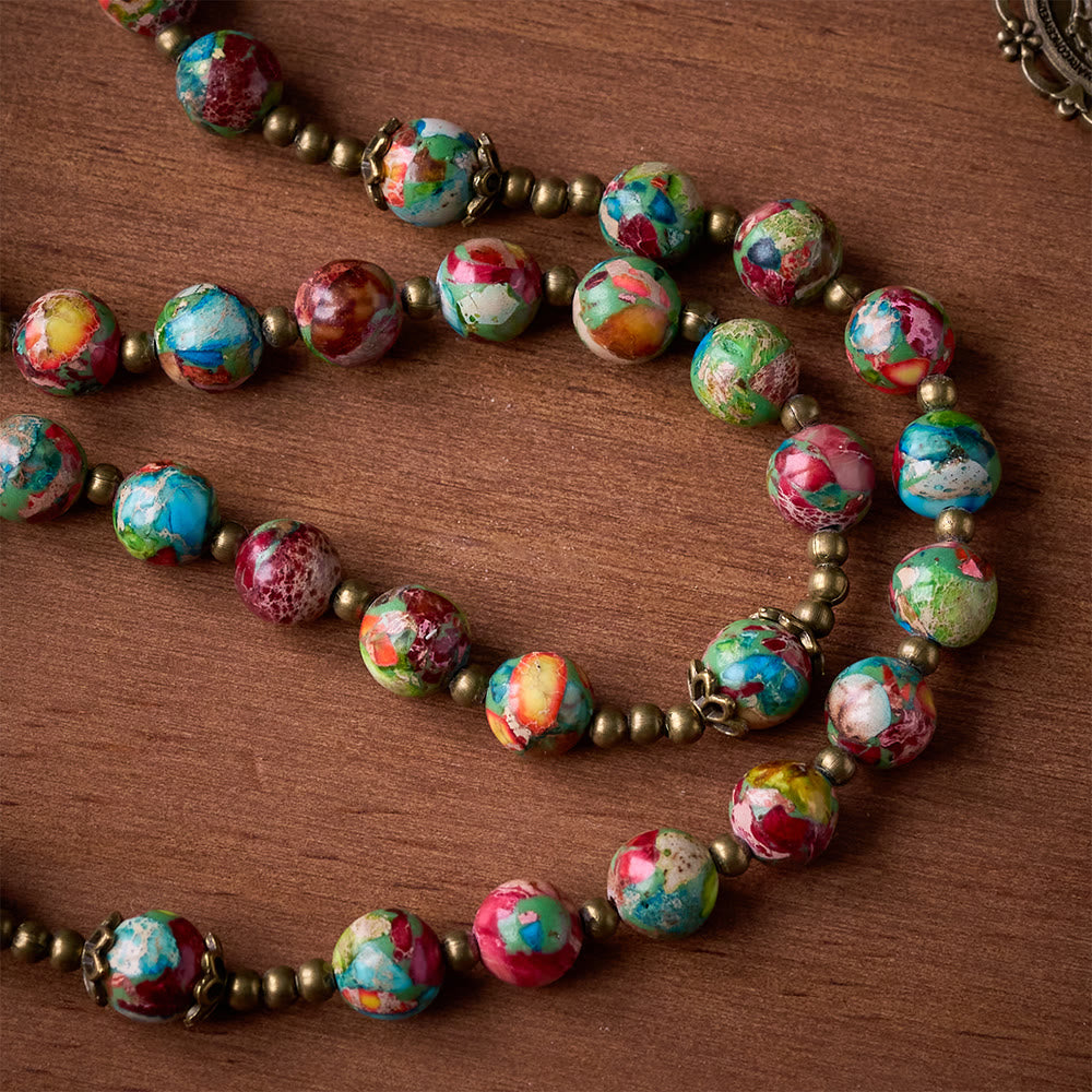 SolaceBeads Multicolored Imperial Jasper Rosary: A Tapestry of Earth and Spirit - image 6