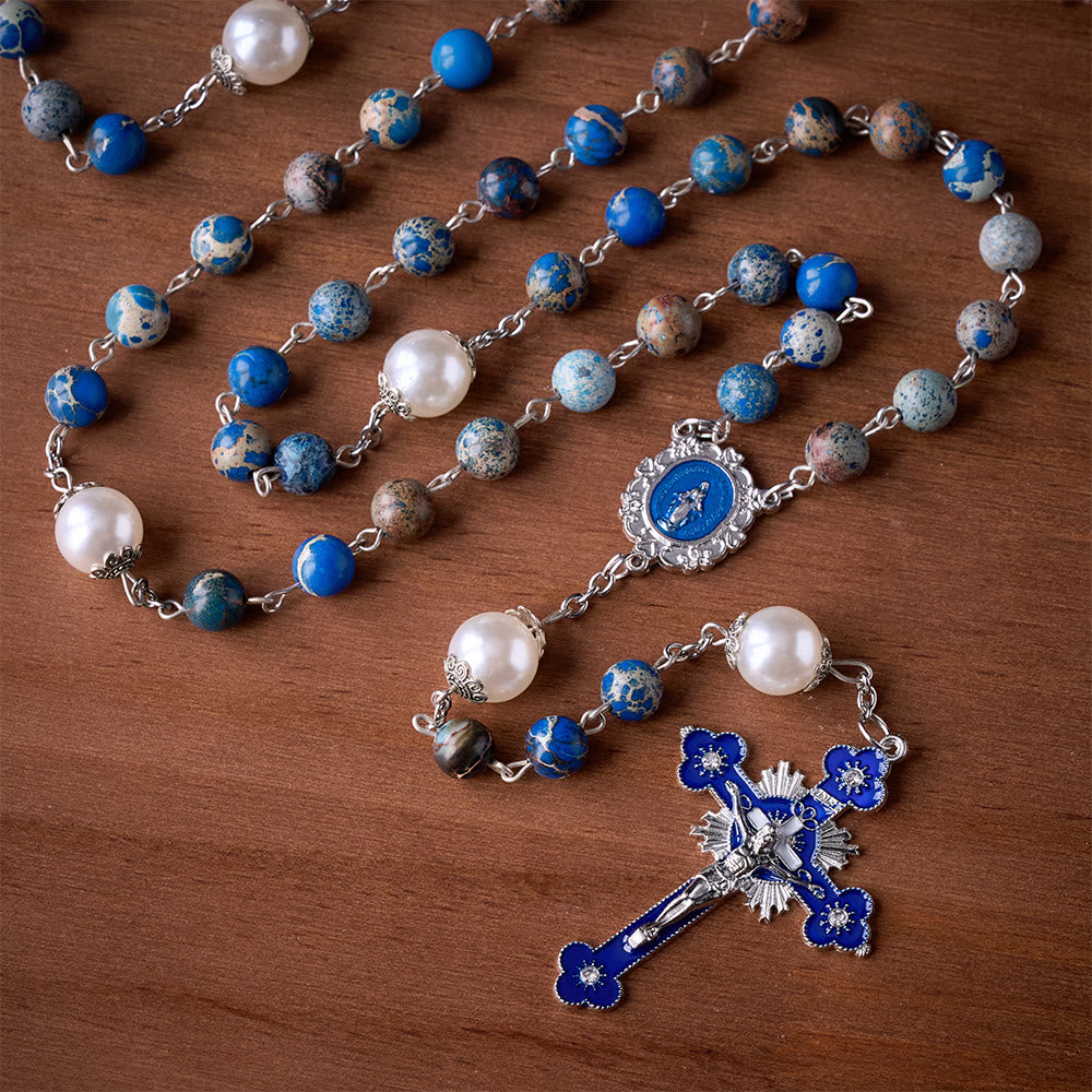 SolaceBeads Royal Blue Imperial Jasper Rosary: A Deep Anchor for the Soul - image 1