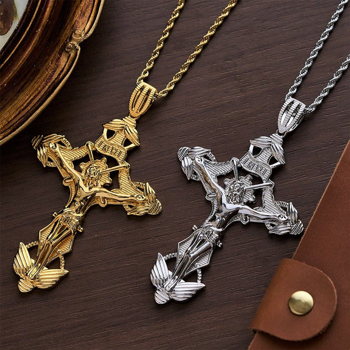 SolaceBeads Golden/Silver Exquisite Details Crucifix Pendant Necklace - image 0