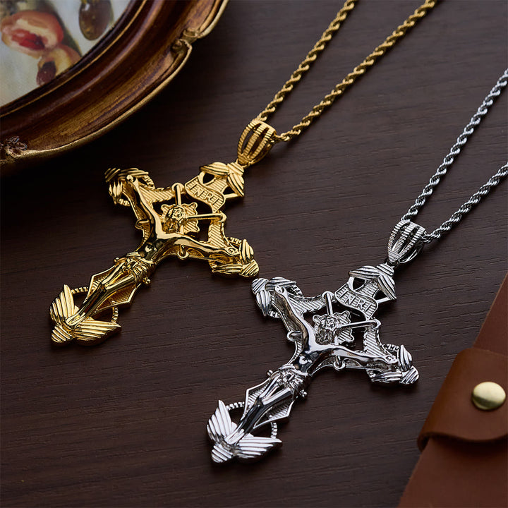 SolaceBeads Golden/Silver Exquisite Details Crucifix Pendant Necklace - image 3