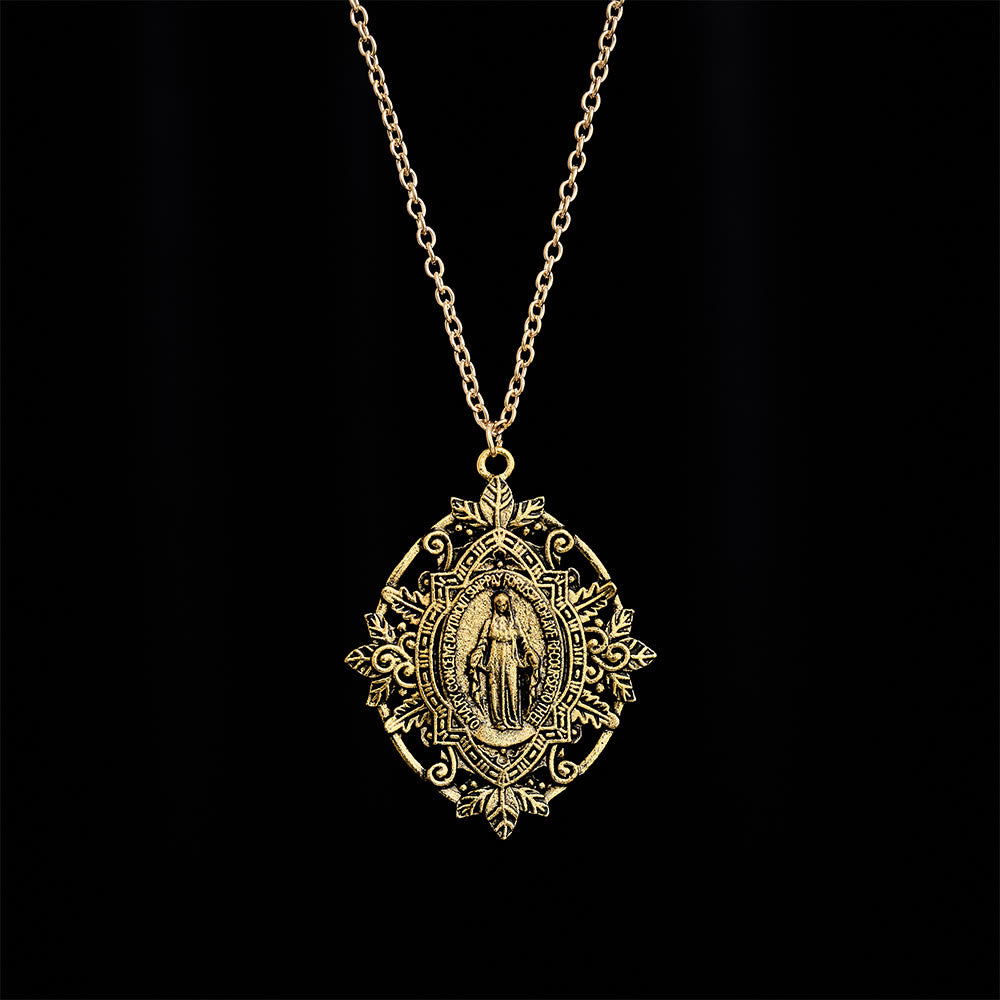 SolaceBeads Golden/Silver Retro &amp; Exquisite Miraculous Medal Our Lady Pendant Necklace - image 3