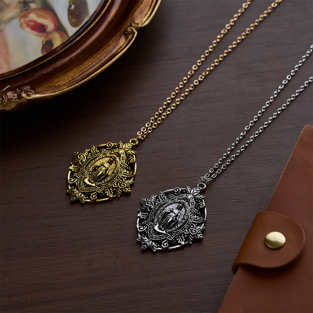 SolaceBeads Golden/Silver Retro &amp; Exquisite Miraculous Medal Our Lady Pendant Necklace - image 6