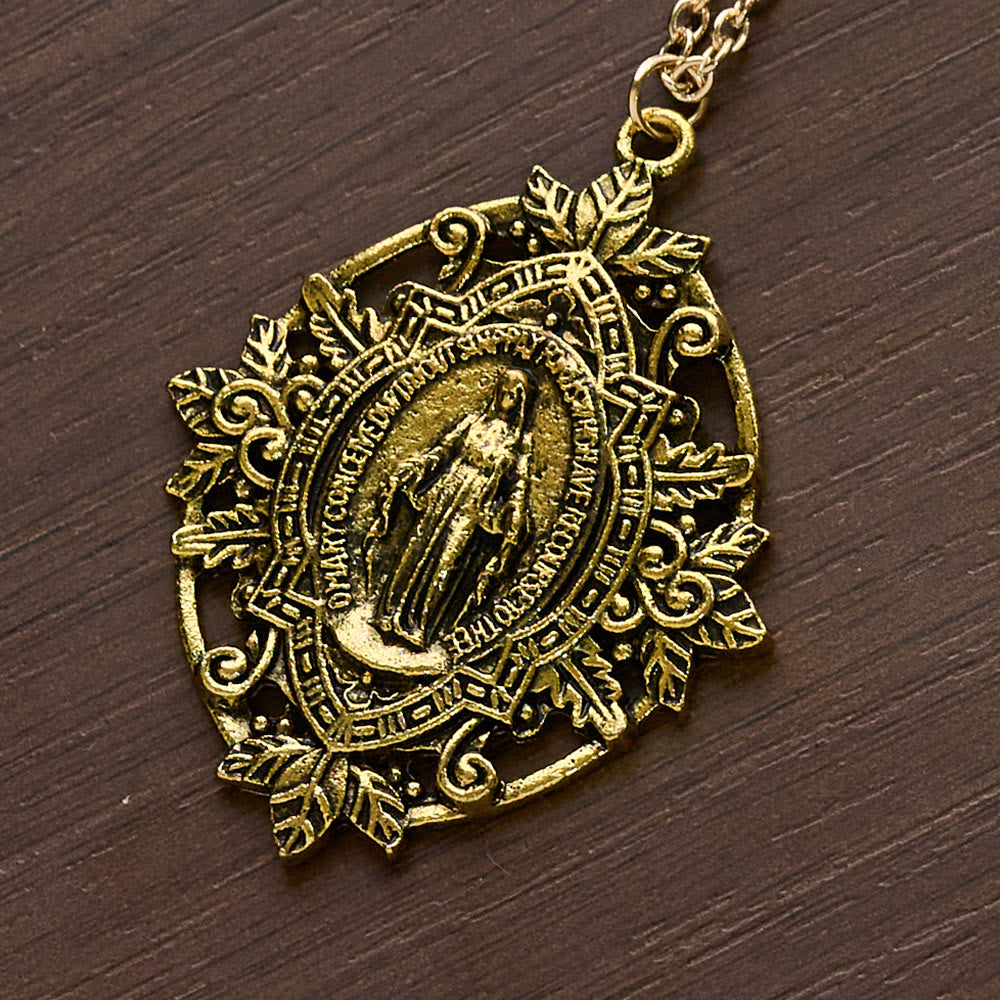 SolaceBeads Golden/Silver Retro &amp; Exquisite Miraculous Medal Our Lady Pendant Necklace - image 5