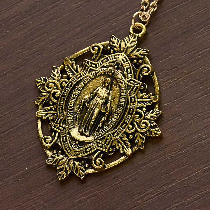 SolaceBeads Golden/Silver Retro &amp; Exquisite Miraculous Medal Our Lady Pendant Necklace - image 5