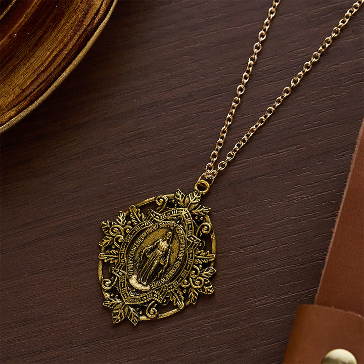 SolaceBeads Golden/Silver Retro &amp; Exquisite Miraculous Medal Our Lady Pendant Necklace - image 4