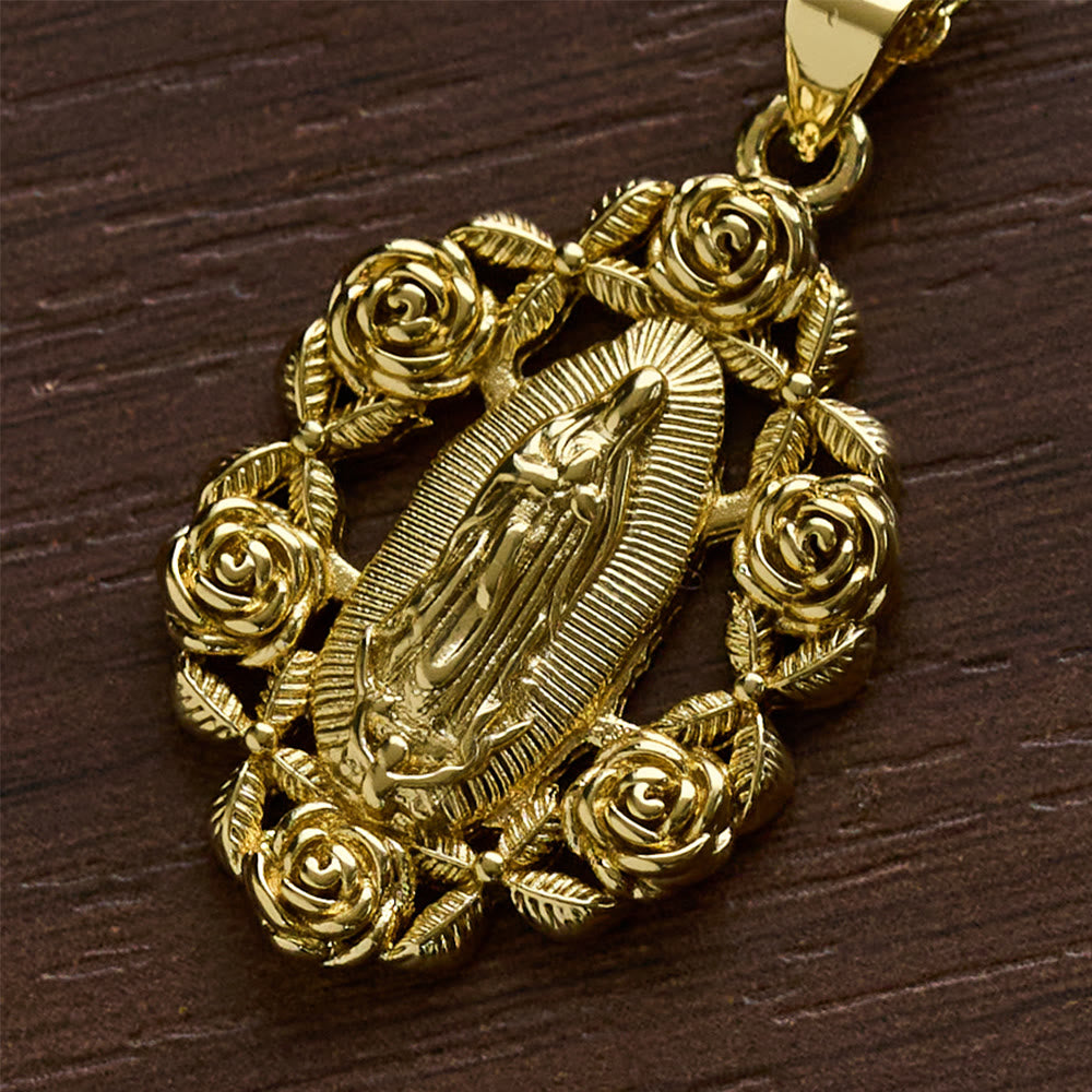 SolaceBeads Our Lady of Guadalupe Rose Surrounded Pendant Necklace - image 3