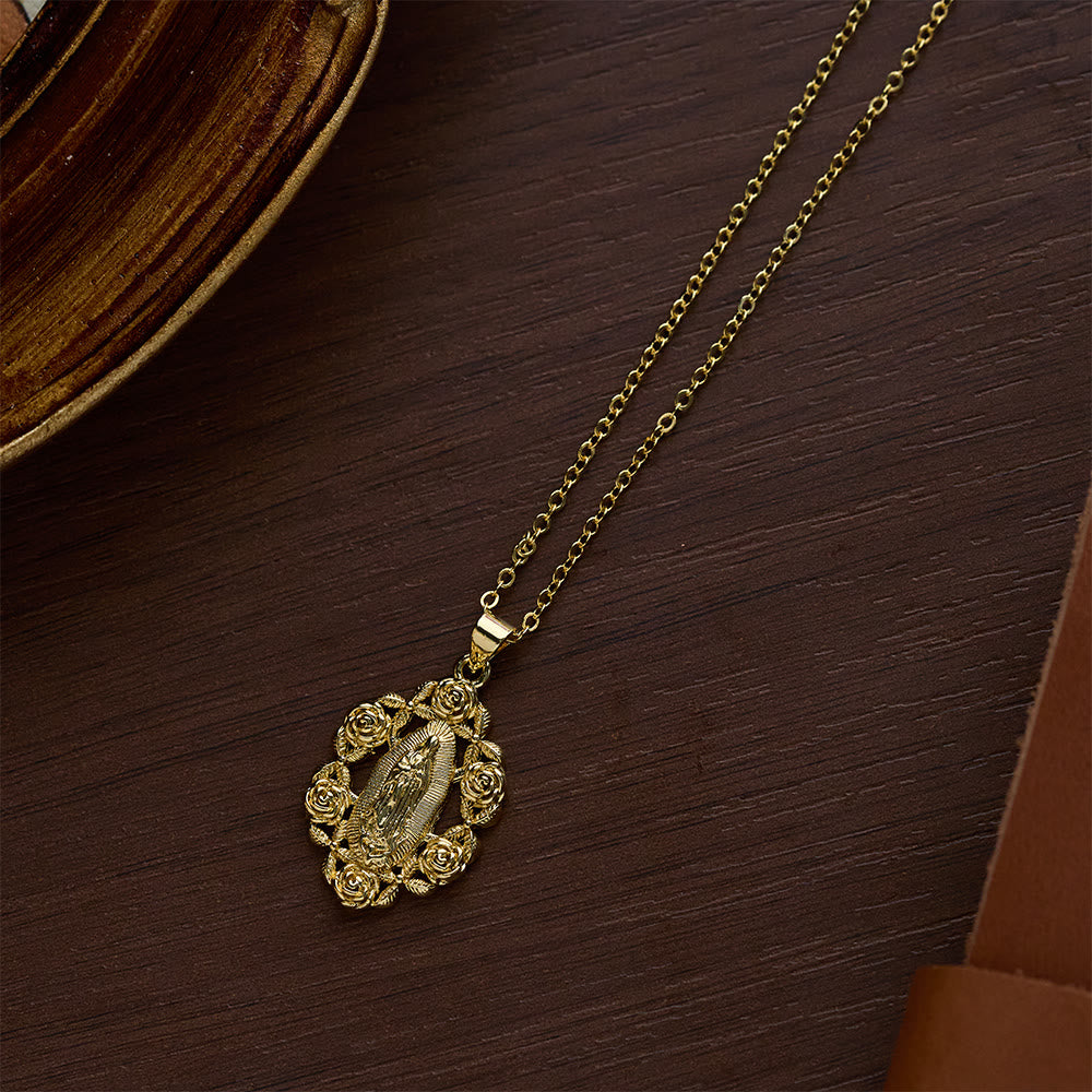 SolaceBeads Our Lady of Guadalupe Rose Surrounded Pendant Necklace - image 4