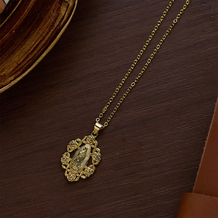 SolaceBeads Our Lady of Guadalupe Rose Surrounded Pendant Necklace - image 4