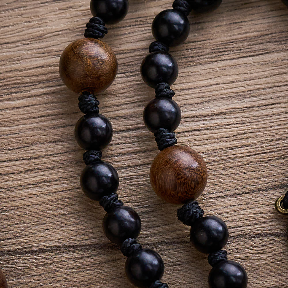 SolaceBeads Black Sacred Ebony Beads with St. Benedict Centerpiece Rosary - image 4