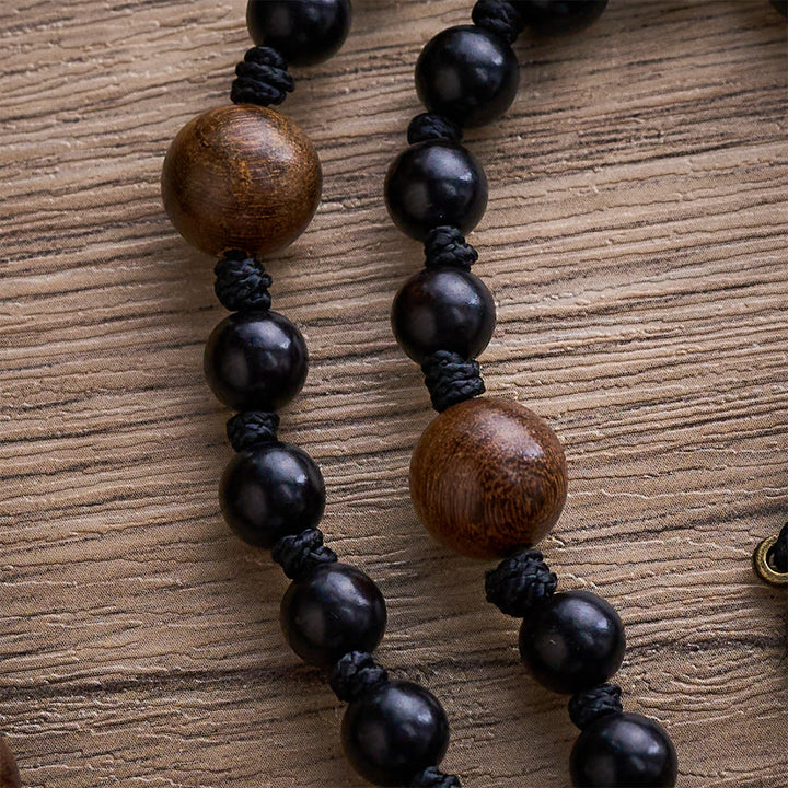 SolaceBeads Black Sacred Ebony Beads with St. Benedict Centerpiece Rosary - image 4