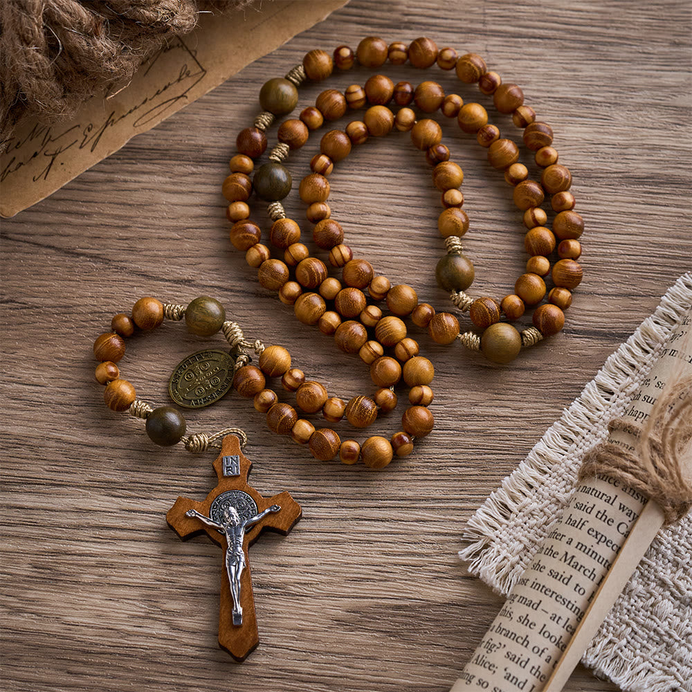 SolaceBeads Woodland Grace Rosary: Made with Sandalwood & Verawood & Pine - Three Wood - image 0