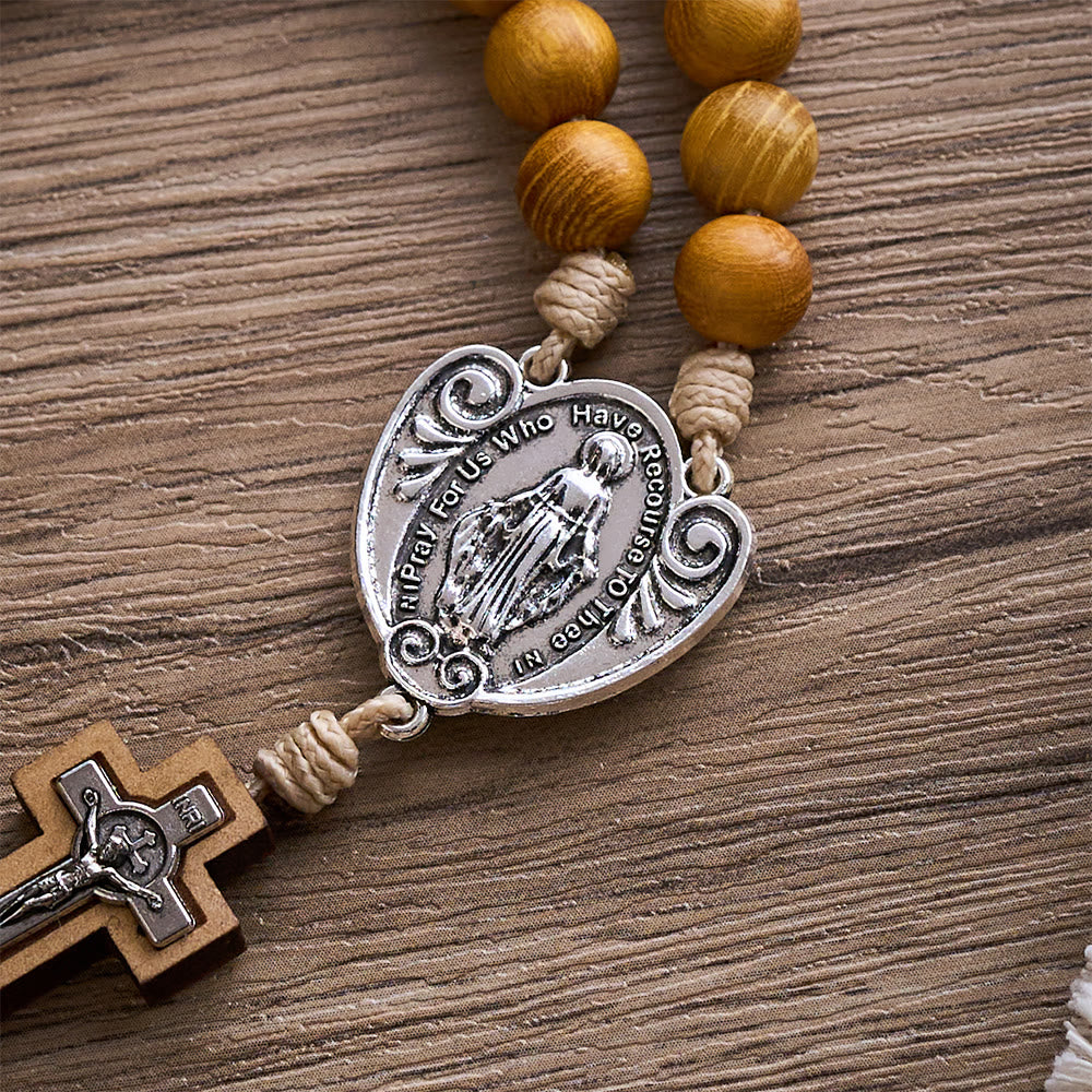 SolaceBeads Yellow Sandalwood Wilderness Cross Rosary: Faith in its Purest Form - image 7