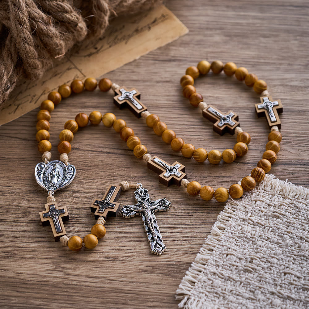 SolaceBeads Yellow Sandalwood Wilderness Cross Rosary: Faith in its Purest Form - image 4