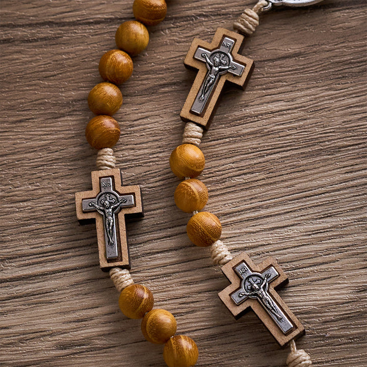 SolaceBeads Yellow Sandalwood Wilderness Cross Rosary: Faith in its Purest Form - image 6