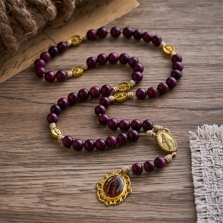 SolaceBeads Purpleheart Wood Our Lady of Seven Sorrows Rosary Chaplets - image 8