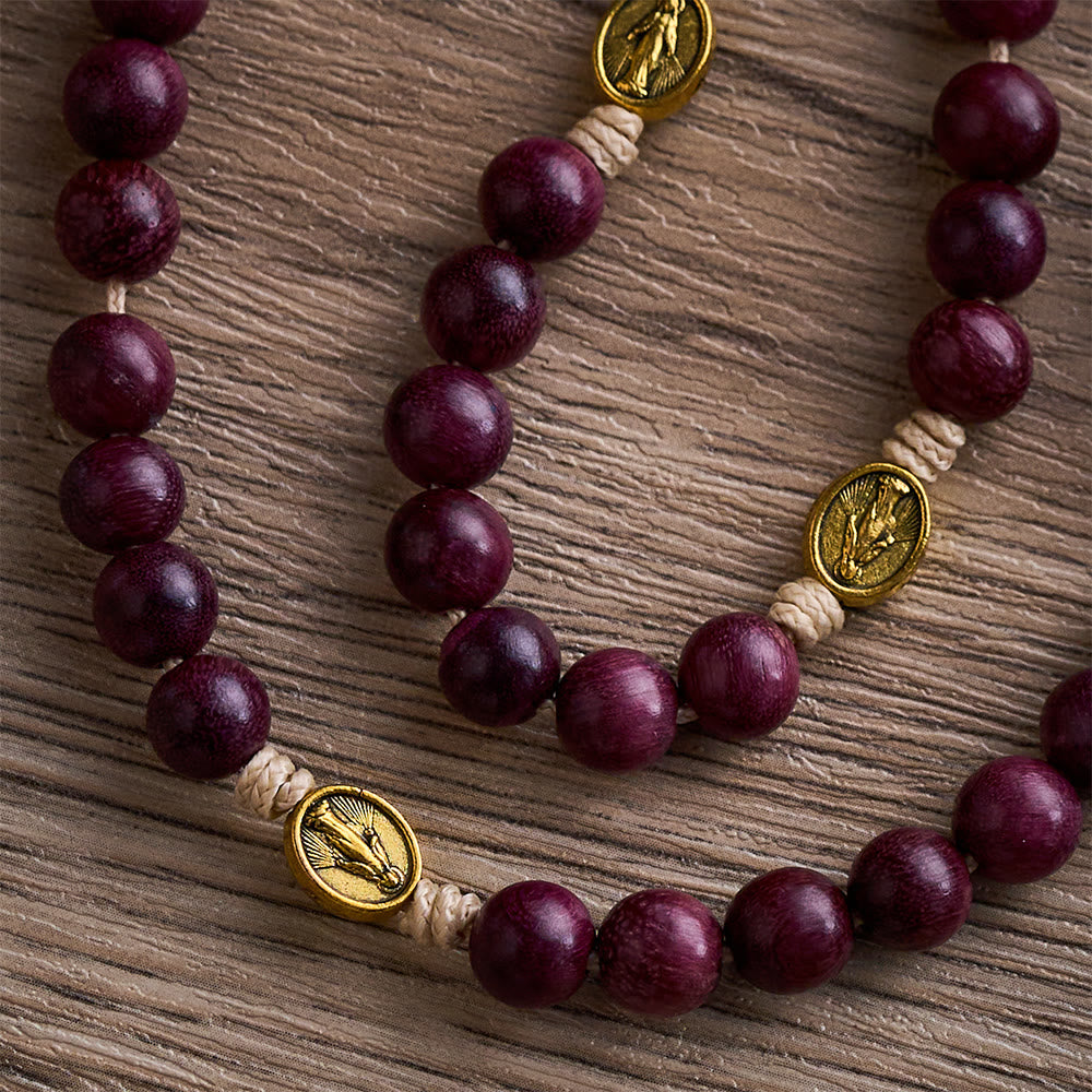 SolaceBeads Purpleheart Wood Our Lady of Seven Sorrows Rosary Chaplets - image 5