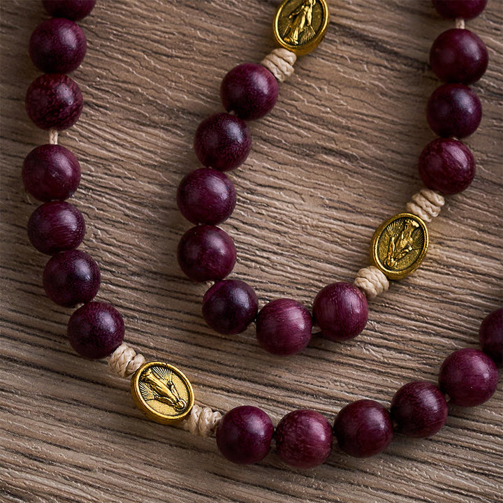 SolaceBeads Purpleheart Wood Our Lady of Seven Sorrows Rosary Chaplets - image 5