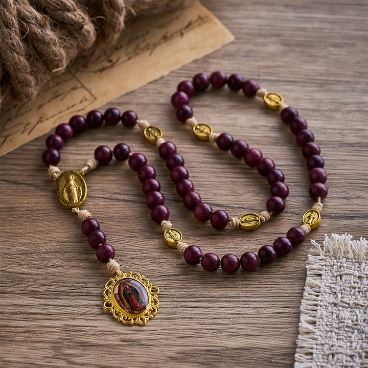 SolaceBeads Purpleheart Wood Our Lady of Seven Sorrows Rosary Chaplets - image 3