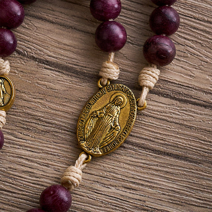 SolaceBeads Purpleheart Wood Our Lady of Seven Sorrows Rosary Chaplets - image 7