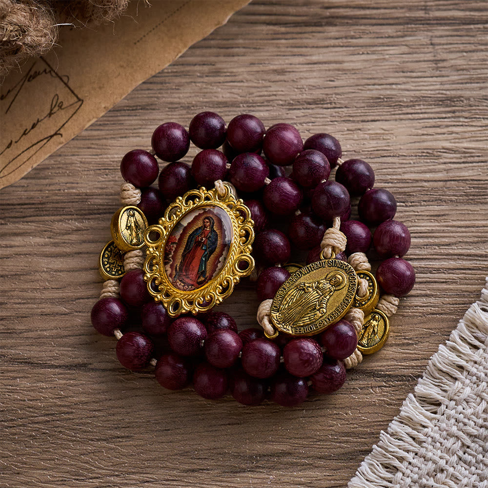SolaceBeads Purpleheart Wood Our Lady of Seven Sorrows Rosary Chaplets - image 4