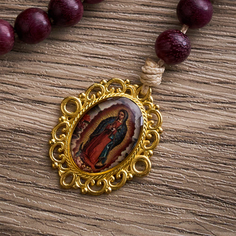SolaceBeads Purpleheart Wood Our Lady of Seven Sorrows Rosary Chaplets - image 6