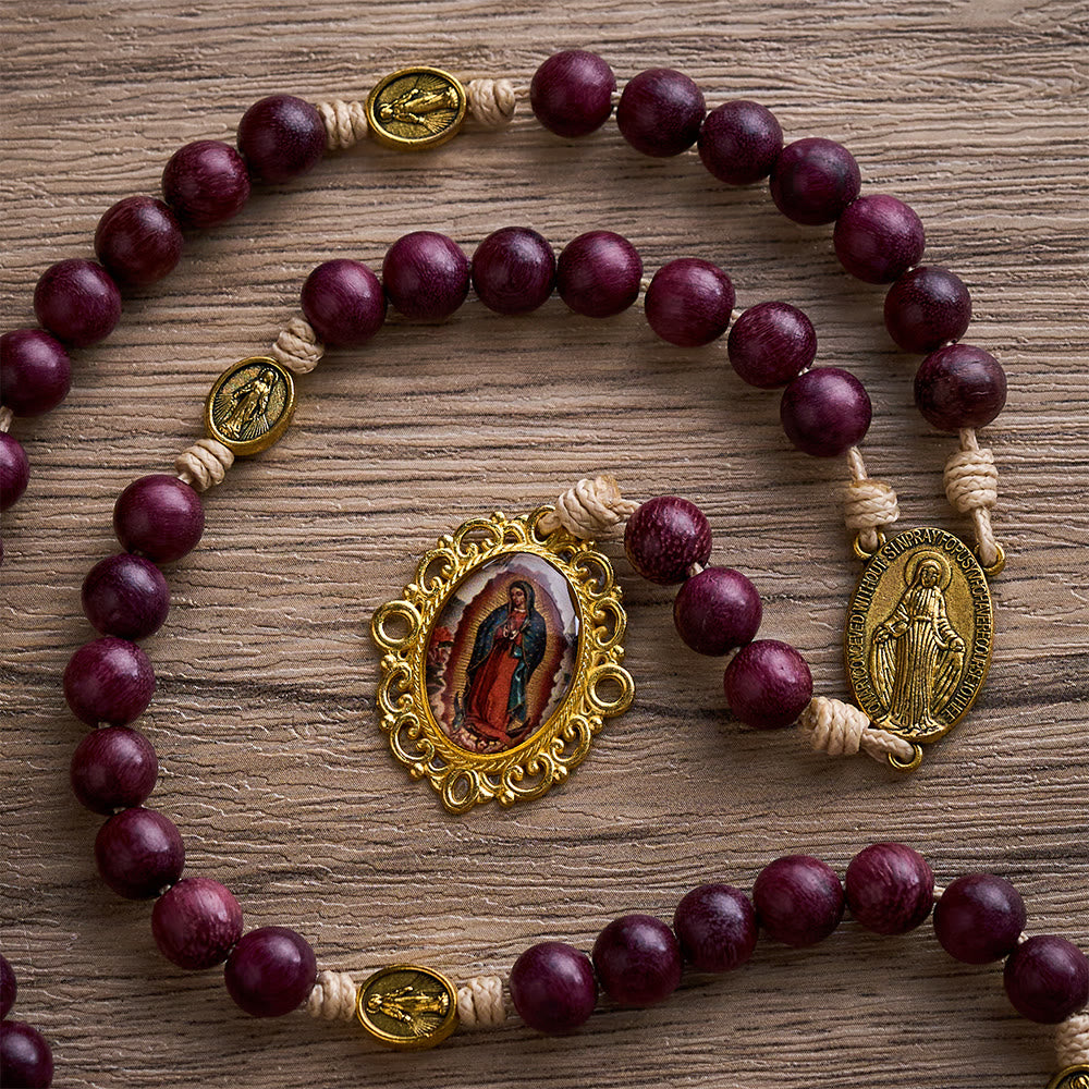 SolaceBeads Purpleheart Wood Our Lady of Seven Sorrows Rosary Chaplets - image 2