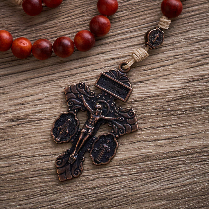 SolaceBeads Dragon Blood Wood Beads St. Benedict Protection Shield Rosary - image 7