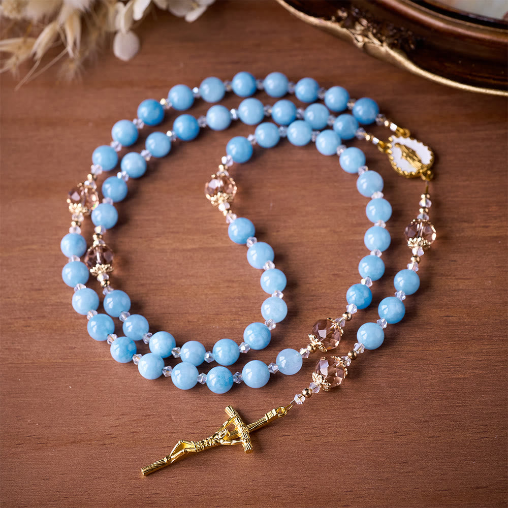 SolaceBeads Serene Waters Aquamarine Beads Rosary - Aquamarine - image 0
