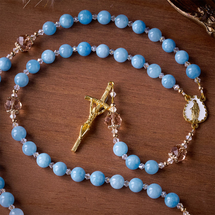 SolaceBeads Serene Waters Aquamarine Beads Rosary - image 3