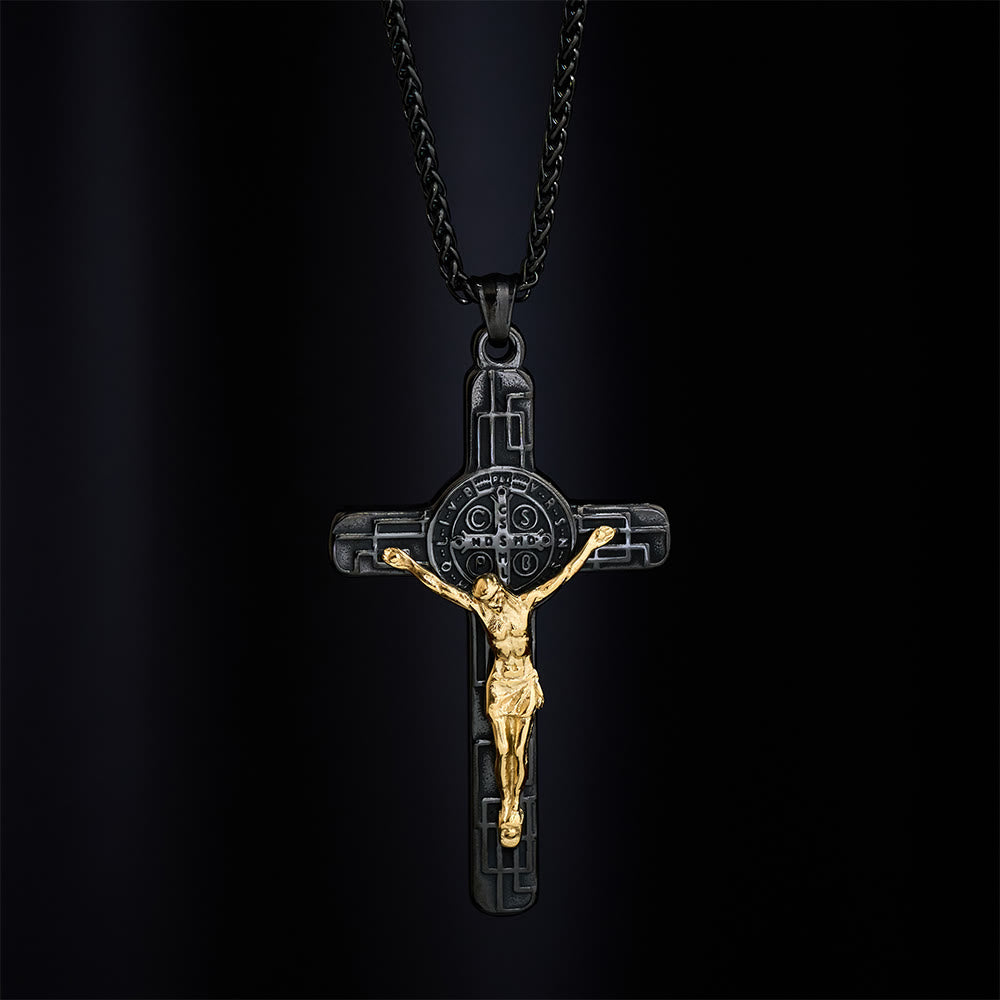 SolaceBeads 3 Color Classic St. Benedict Crucifix Heavy Industry Pendant Necklace - image 5