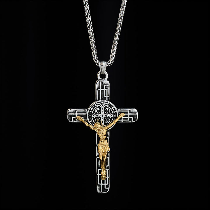 SolaceBeads 3 Color Classic St. Benedict Crucifix Heavy Industry Pendant Necklace - image 4