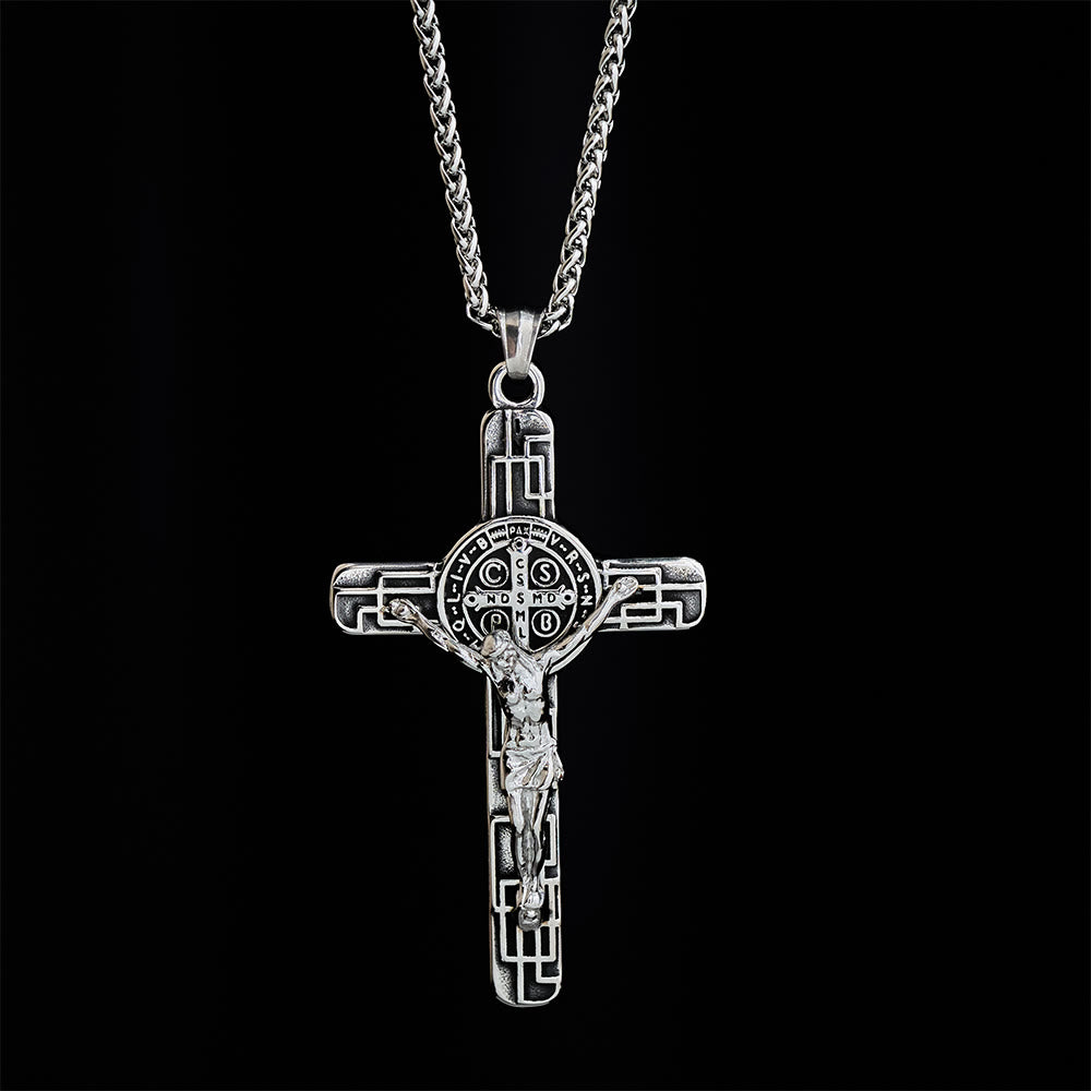 SolaceBeads 3 Color Classic St. Benedict Crucifix Heavy Industry Pendant Necklace - image 6