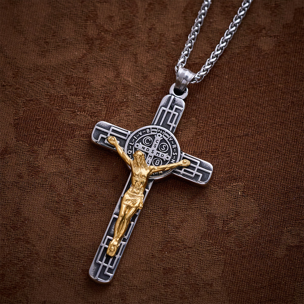 SolaceBeads 3 Color Classic St. Benedict Crucifix Heavy Industry Pendant Necklace - image 7