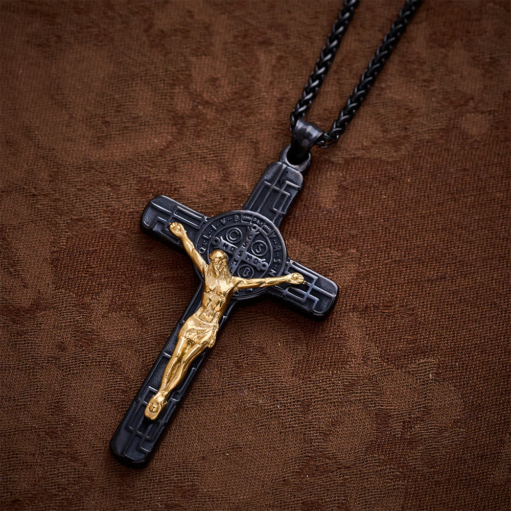 SolaceBeads 3 Color Classic St. Benedict Crucifix Heavy Industry Pendant Necklace - image 8