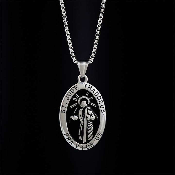 SolaceBeads 2-tone St. Jude Pray For Us Pendant Necklace - image 4