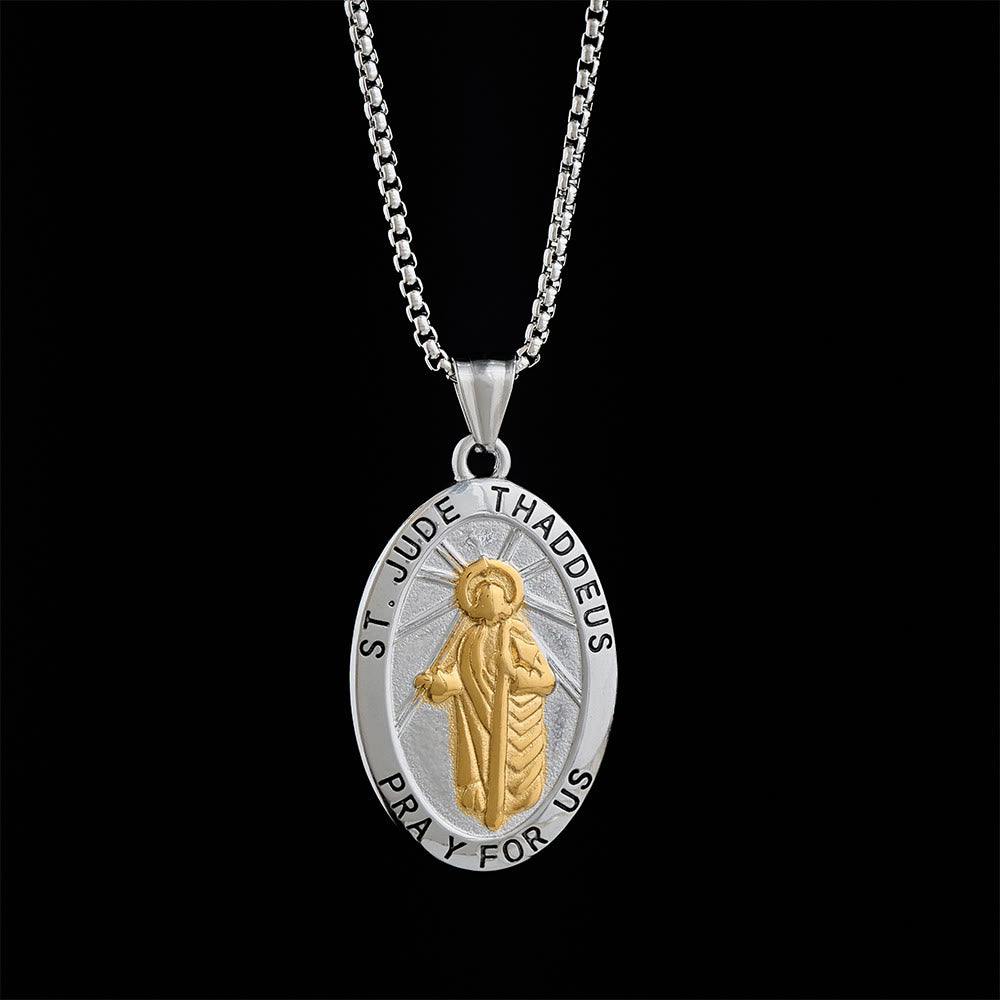 SolaceBeads 2-tone St. Jude Pray For Us Pendant Necklace - image 6