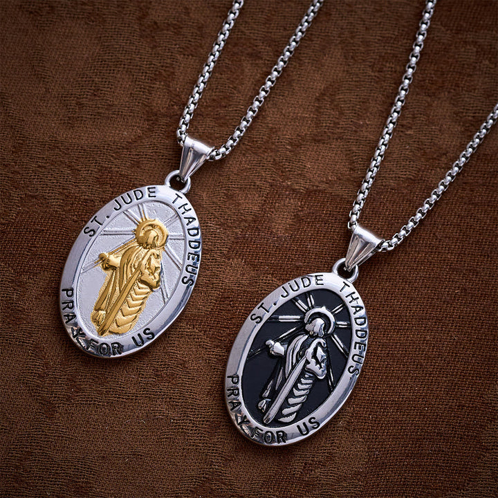 SolaceBeads 2-tone St. Jude Pray For Us Pendant Necklace - image 2