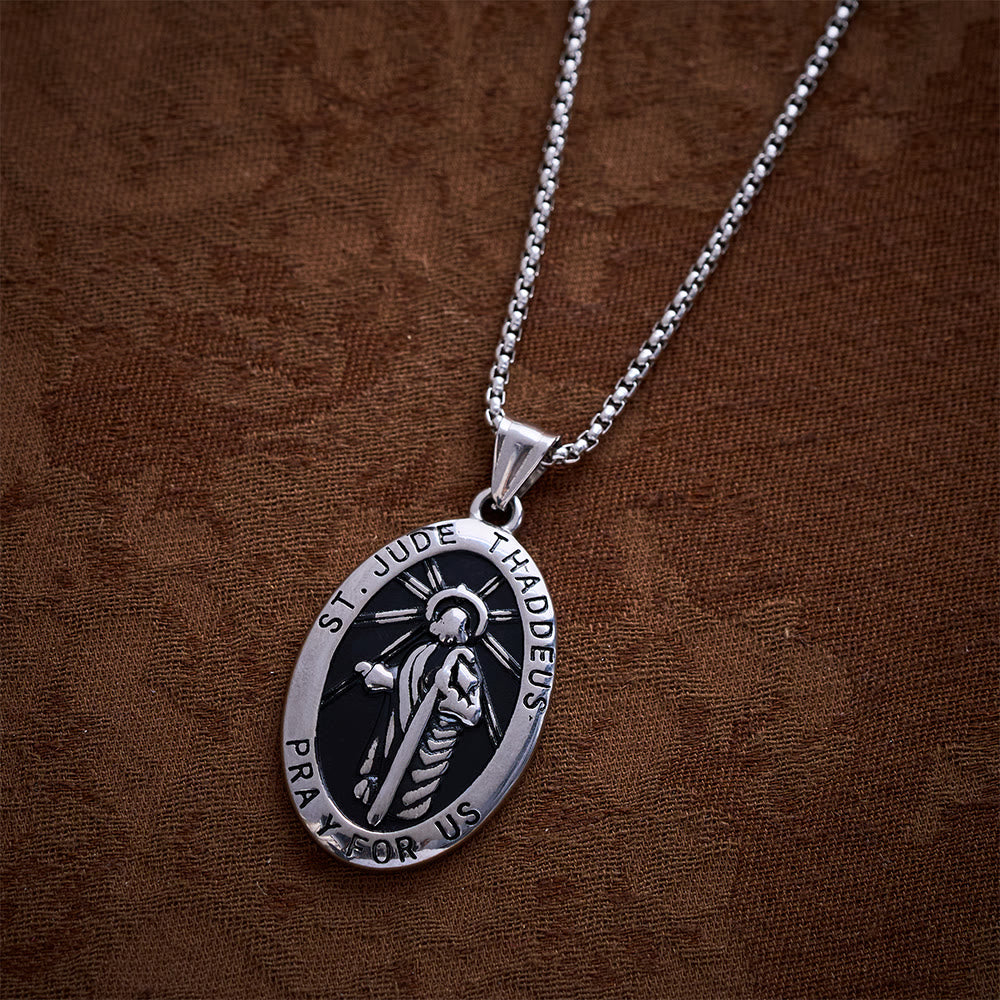 SolaceBeads 2-tone St. Jude Pray For Us Pendant Necklace - image 3