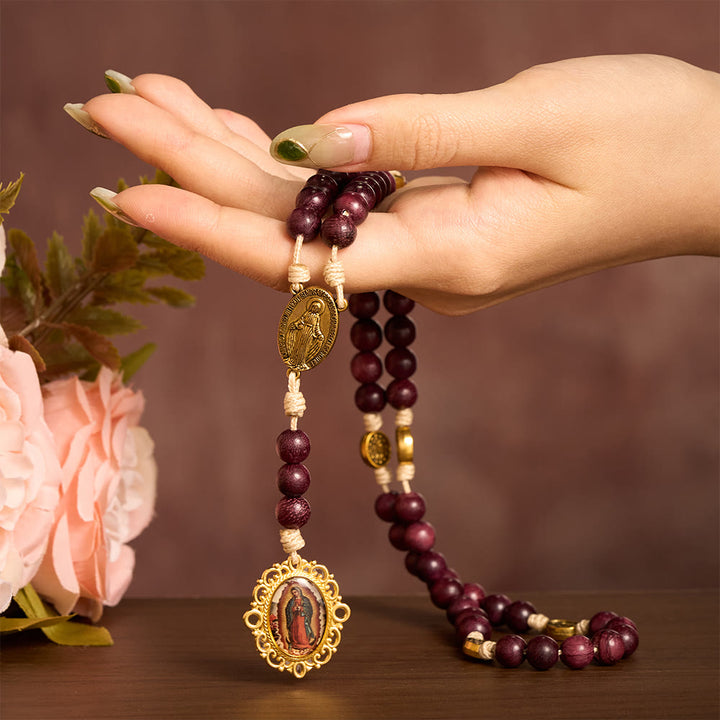 SolaceBeads Purpleheart Wood Our Lady of Seven Sorrows Rosary Chaplets - image 1