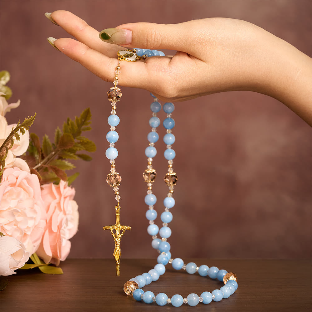 SolaceBeads Serene Waters Aquamarine Beads Rosary - image 1