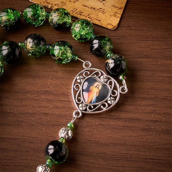 SolaceBeads Emerald Green &amp; Black Glass Rosary – Handcrafted Prayer Beads for Faith &amp; Protection - image 8